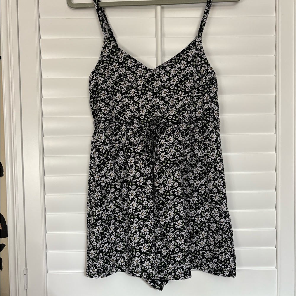 Hollister Black and White Floral Romper